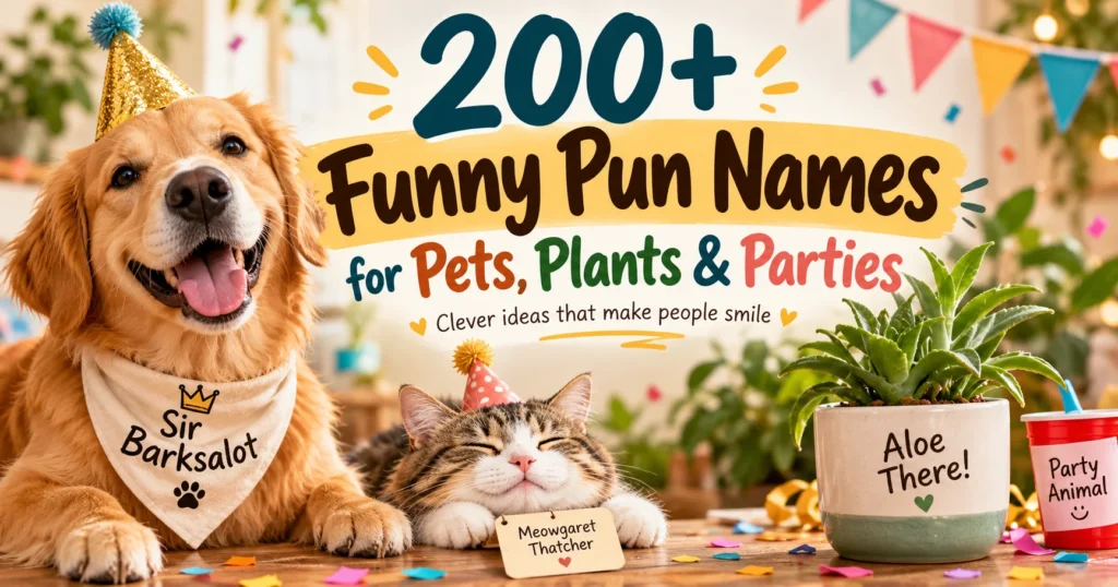 200+ Funny Pun Names for Pets, Plants, and Parties